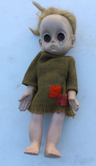 Vintage 1965 Hasbro Big Sad Eye Little Miss No Name Doll Crying Beggar