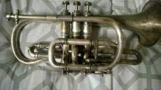 Vintage Conn Silver Pocket Trumpet W/case