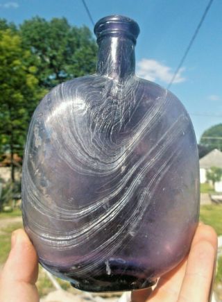 Purple Colored Pumpkin Seed Whiskey Flask W/surface Swirls Decorative L@@k