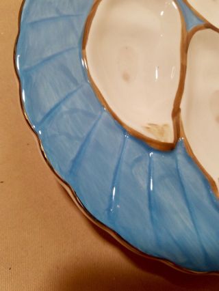 Abigails 7” Porcelain Turquoise Oyster Plate with Four Oyster Wells. 5