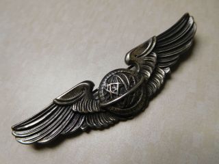 Vintage 3” Wwii Sterling Silver Military Navigator Pilot Aviator Wings Pin