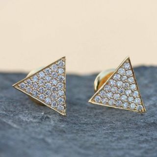 1.  7ct White Diamond Triangle Shape Stud Earring 14k Yellow Gold Plated
