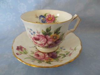 Vintage Aynsley Green Crown Bone China Cup And Saucer Set