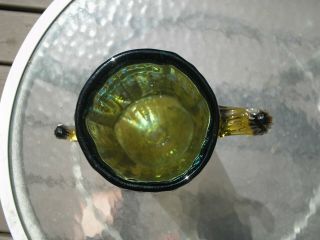 Vintage Handmade Blenko Cactus Blown Glass Vase 11 1/2 inches blue green amber 2