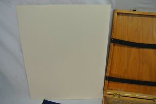 VINTAGE WOOD PAINTER ' S TRAVEL BOX CASE HINGED OIL ACRYLIC 5