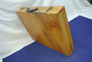 VINTAGE WOOD PAINTER ' S TRAVEL BOX CASE HINGED OIL ACRYLIC 7