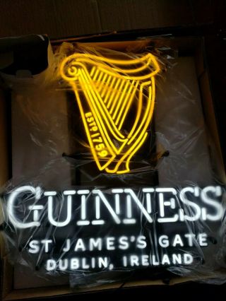 Vtg Guinness Irish Pub Pro Motion Al Beer Neon Led Pub Light Bar Sign Rare