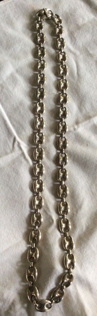 Vintage Mexico 925 Sterling Silver Heavy 36” Chain Link Necklace 132.  6 Grams