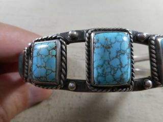 FRED HARVEY era Navajo bracelet with 8 turquoise & horse dog design 3