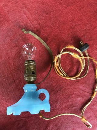 Vintage Art Deco Lamp Blue Glass Houze Houzex.  Octagon Shaped.