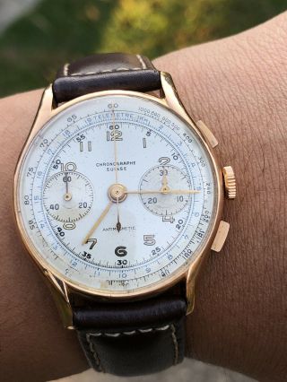 Vintage Chronograph Suisse 18k Solid Pink Gold