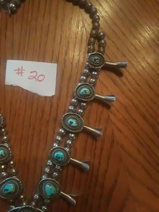 ANTIQUE squash blossom necklace BISBEE Turquoise Sterling,  27 