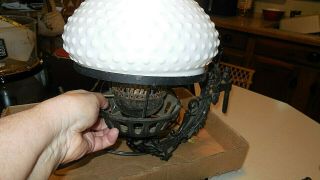 Vintage Cast Iron Electric Wall Light Sconce Fixture W/white Milk Glass Shade
