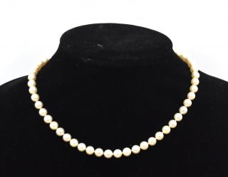 Vintage Mikimoto 7mm Pearl Choker Necklace Sterling Silver Designer Signed