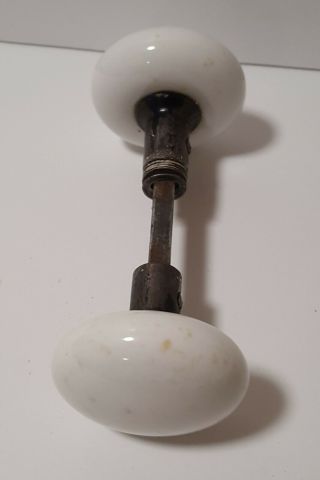 Vintage White Porcelain Door Knob Set With Spindle