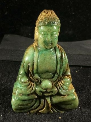 Chinese Old Natural Jade Hand - Carved Buddha Statue Pendant C030