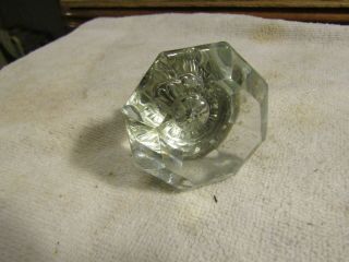Antique Victorian 8 Sided 2.  25 " Glass Knob With Brass Housing And Shaft