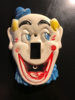 Vintage " Flicko " Clown Face Light Switch Cover/plate Vintage 1960s Rare Creepy