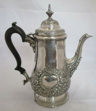 Antique Georgian Sterling Silver Coffee Pot,  1775,  John King,  873g