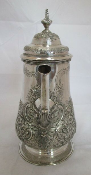 Antique Georgian Sterling silver coffee pot,  1775,  John King,  873g 2