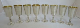 Good Set 8 Elizabeth Ii Sterling Silver Goblets,  1975,  966 Grams