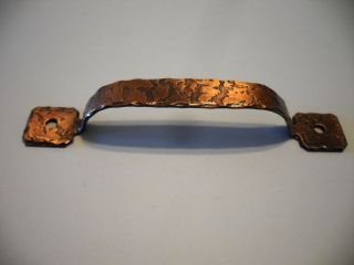 Vtg Nos Hammered Copper Plated Cabinet Door Drawer Pulls Handle Craftsman Rustic