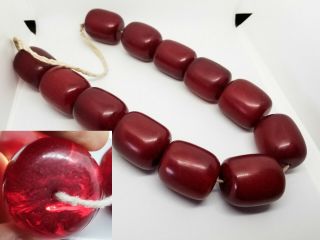 336 G Bakelite Imitation Cherry Necklace (faturan,  Baltic Amber) Antique Vintage