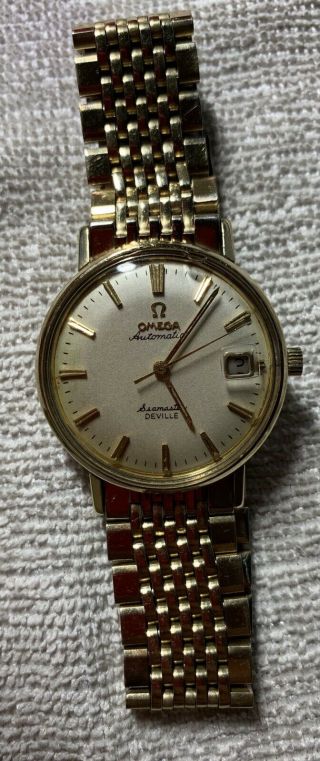 Omega Seamaster Deville Automatic Date 1960s Vintage Watch 14k Gold REPAIR 2