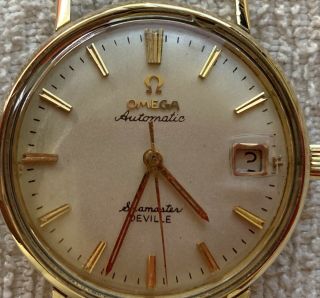 Omega Seamaster Deville Automatic Date 1960s Vintage Watch 14k Gold REPAIR 4