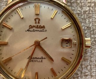 Omega Seamaster Deville Automatic Date 1960s Vintage Watch 14k Gold REPAIR 5