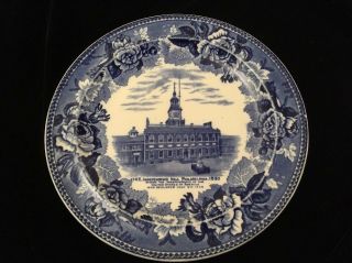 Antique/Vtg Flow Blue Independence Hall Philadelphia Souvenir Plate England 8