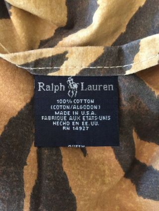 Vintage.  VERY RARE Ralph Lauren BECKETT Tiger Stripe Cotton Queen Flat Sheet 2