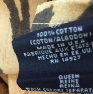 Vintage.  VERY RARE Ralph Lauren BECKETT Tiger Stripe Cotton Queen Flat Sheet 3