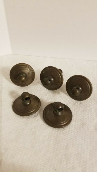 Vintage Brass Drawer Pull 5 Knobs Furniture Hardware Round With Bail Pull Holes