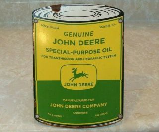 Vintage John Deere Motor Oil Porcelain Sign