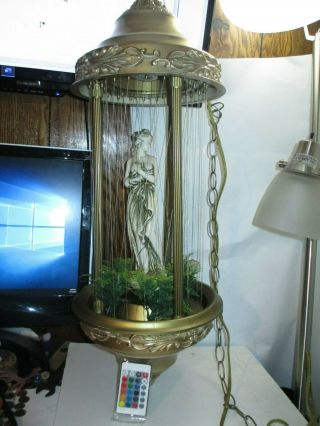 Vintage Partial Nude Greek Goddess Drip Rain Oil Lamp Hanging Lamp