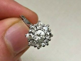 ANTIQUE ART DECO Platinum and 0.  78 CT Diamond Round Halo Ring 4.  1 Gr 2