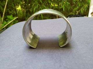 Wide Vintage Hopi solid Sterling Silver Cuff Bracelet Pueblo Houses Signed 8