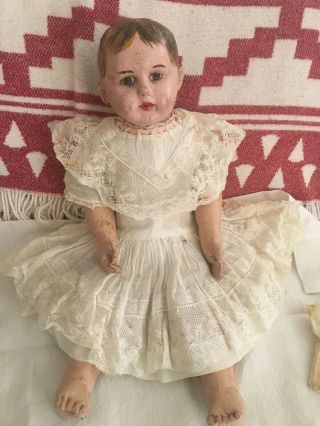 Antique Ella Smith Doll Alabama Baby Doll 22 " Oil Cloth - 1905