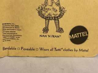 1969 Vintage Mattel Pretty Pairs Lori ' N Rori Dolls In Package 10