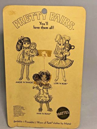 1969 Vintage Mattel Pretty Pairs Lori ' N Rori Dolls In Package 6