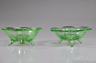 1932 - 1936 No.  848 Lotus Petal By Fenton Florentine Green Candle Holders