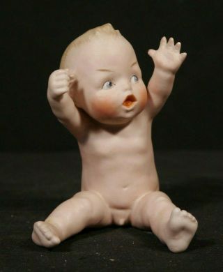 Antique German Heubach Porcelain Bisque Piano Baby Nude Naughty Boy 4