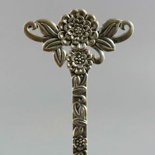 Collect Old Tibet Silver Hand - Carved Blooming Flower Delicate Girl Decor Hairpin