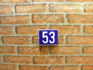 Vintage Number Sign 53 Metal Door Number Enamel Sign Number Outdoor House Number 5