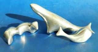 3x Modernist Hoselton Canada Solid Cast Aluminium Sculptures Fox Whale & Seal