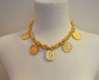 Fendi Signature Gold Logo Janus Coin Necklace - Reversible To Fendi Double F 