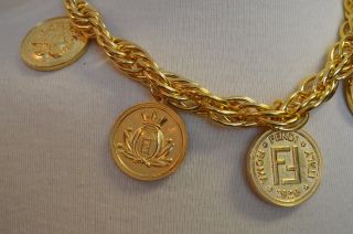 Fendi Signature Gold Logo Janus Coin Necklace - Reversible to Fendi Double F ' s 2