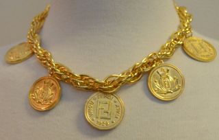 Fendi Signature Gold Logo Janus Coin Necklace - Reversible to Fendi Double F ' s 3