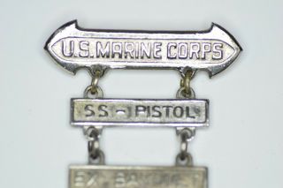 U.  S Marine Corps WWII Era Marksmanship Badge Pistol Sharpshooter Bayonet EGA Bar 3